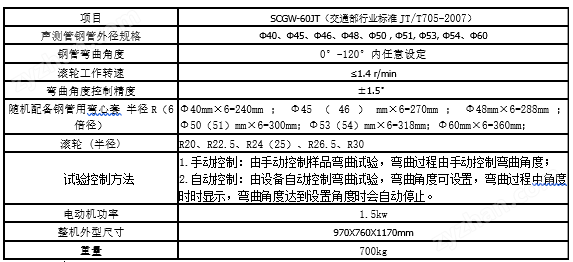 SCGW-60JT（交通標(biāo)準(zhǔn)）聲測(cè)管鋼管彎曲試驗(yàn)機(jī)